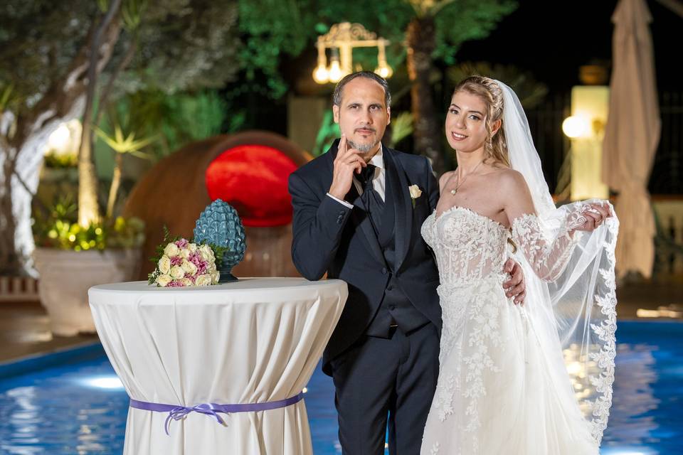 Foto sposi in piscina
