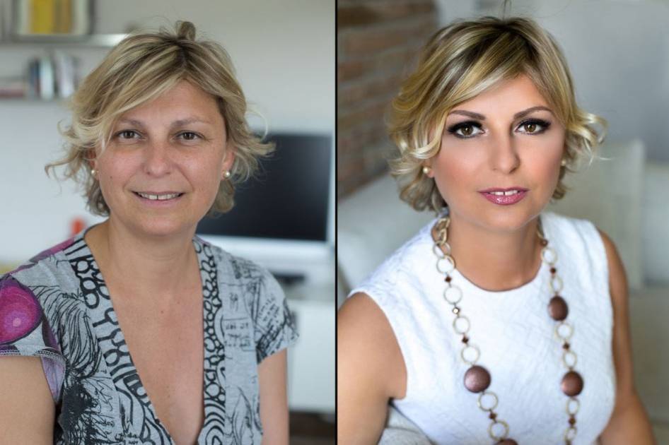 Prima e dopo il trucco