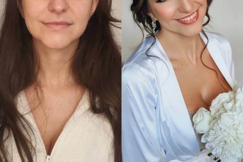 Prima e dopo il Trucco e hair