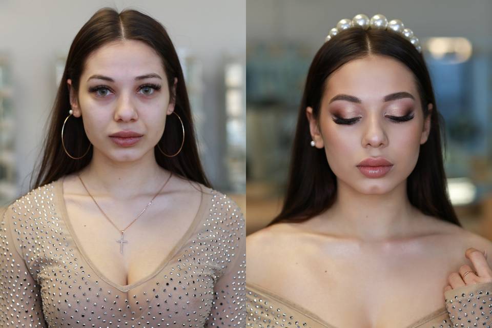 Prima e dopo il trucco sposa