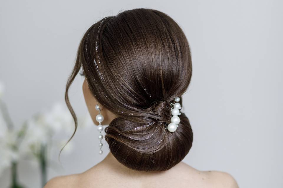 Chignon sposa, doppio toupet.