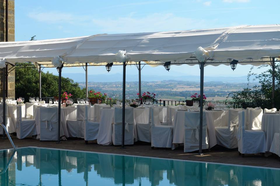 Matrimonio piscina con vista