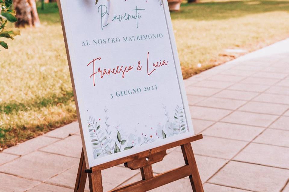 Cartello benvenuti matrimonio