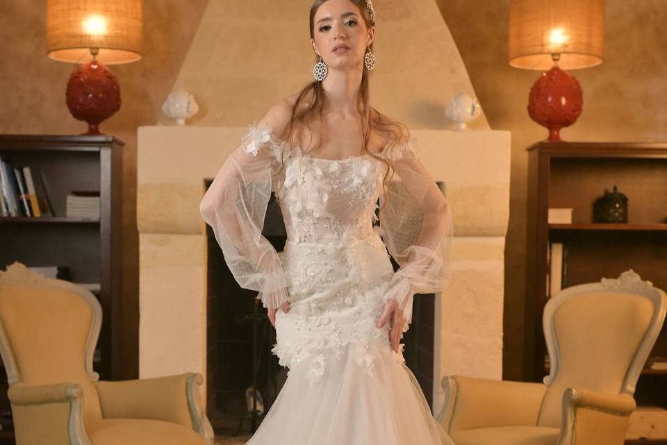 Sirena tulle e fiori 3D