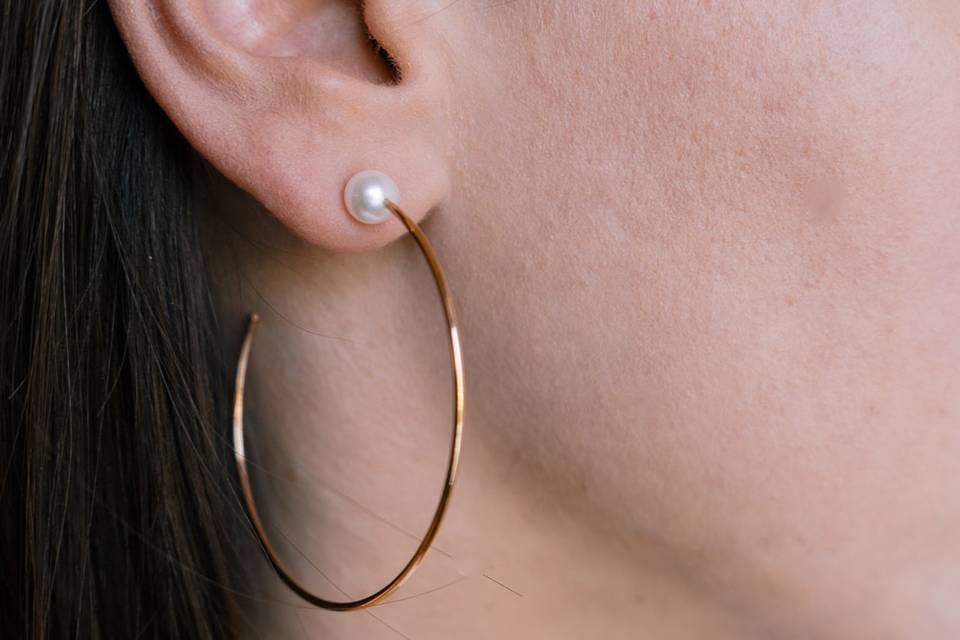 Hoop rose gold , pearls