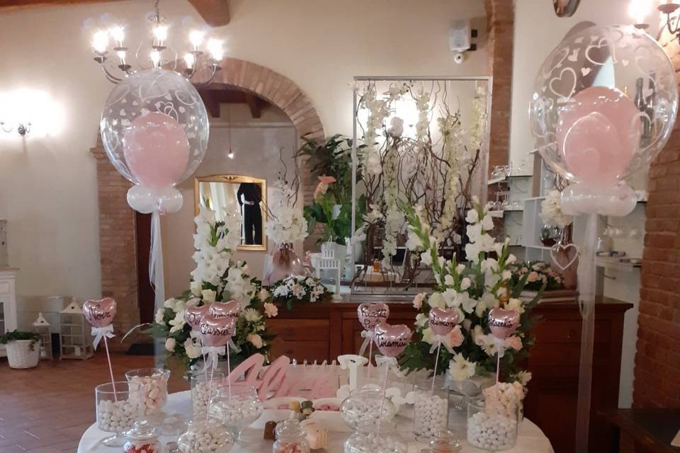 Sweet table in rosa