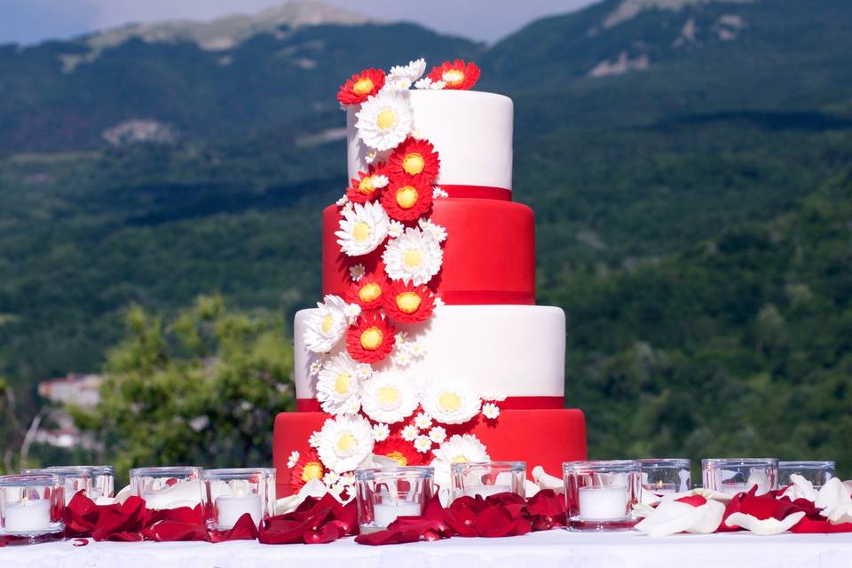 Red&white wedding cake