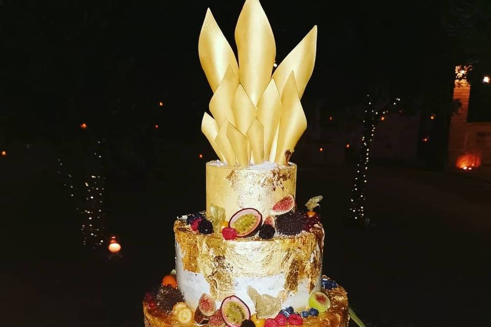 Gold Naked Cake