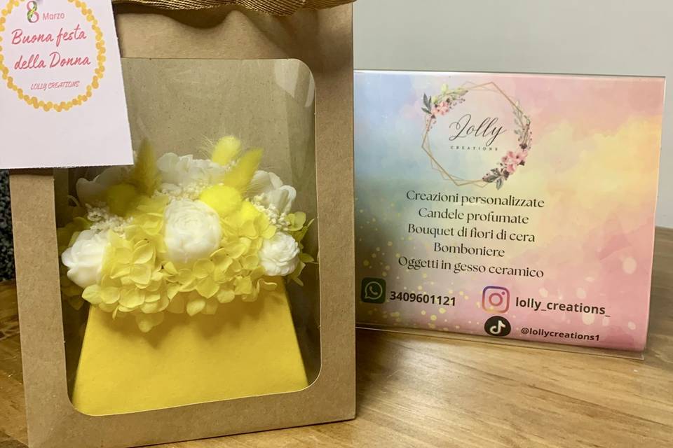 Bouquet in borsetta gialla
