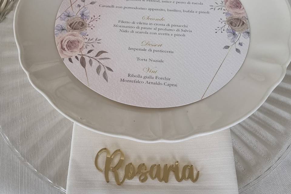 Menu e segnaposto plexiglass