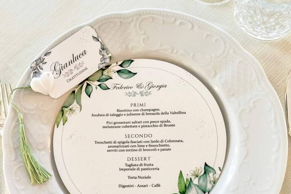 Menu e segnaposto in gesso