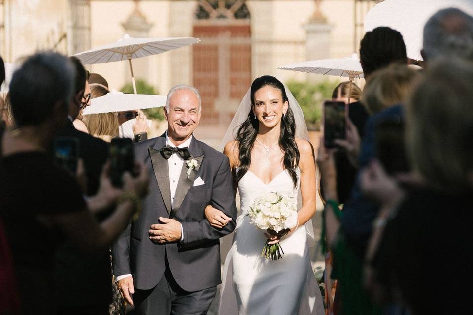 Bride walking down the isle