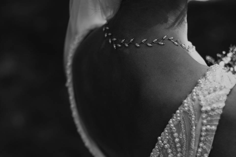 Black and white bride dress