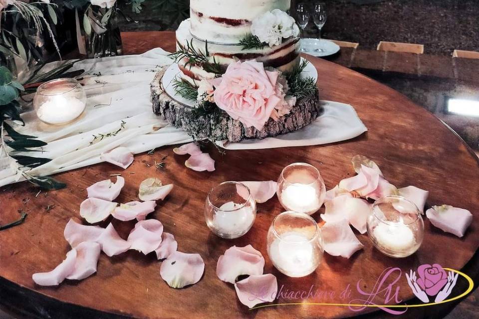 Semi naked wedding cake rose