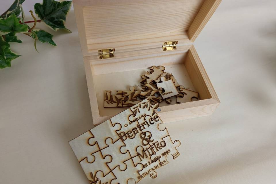 Partecipazione puzzle legno