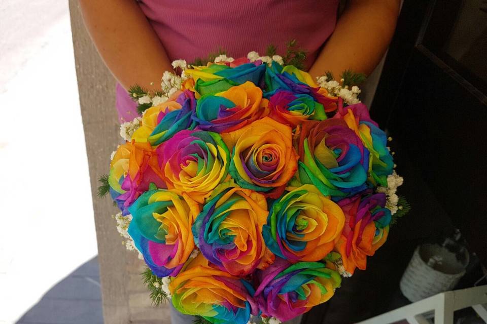 Bouquet rose arcobaleno