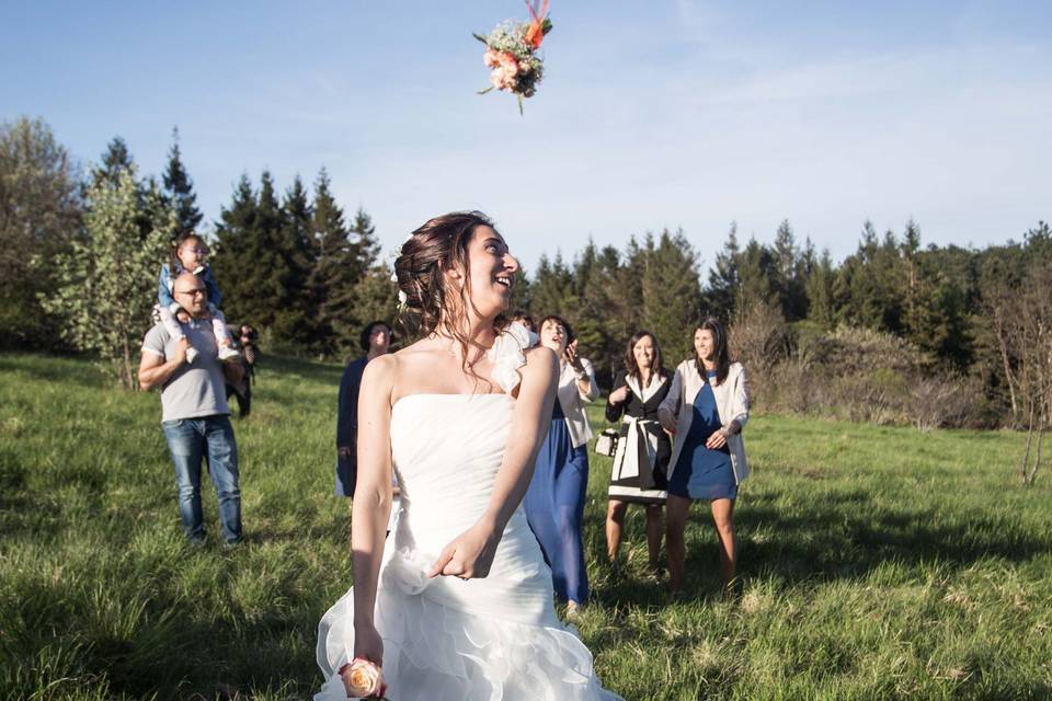 Throwing the bouquet