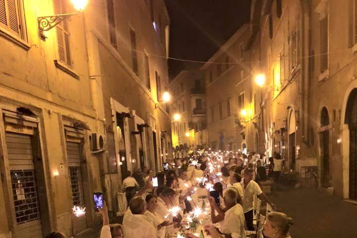 Dinner street in white