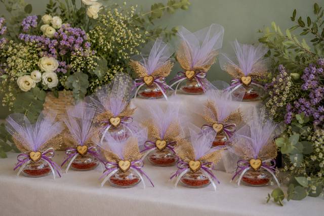 Set tulle violetto e juta