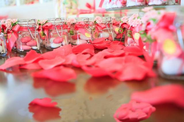 CARAMELLE IN CARTA porta confetti Rosa pois bianchi - Deco Wedding