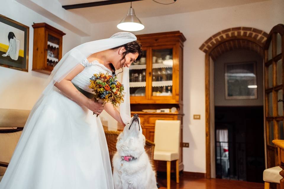 Sposa con il proprio cucciolo