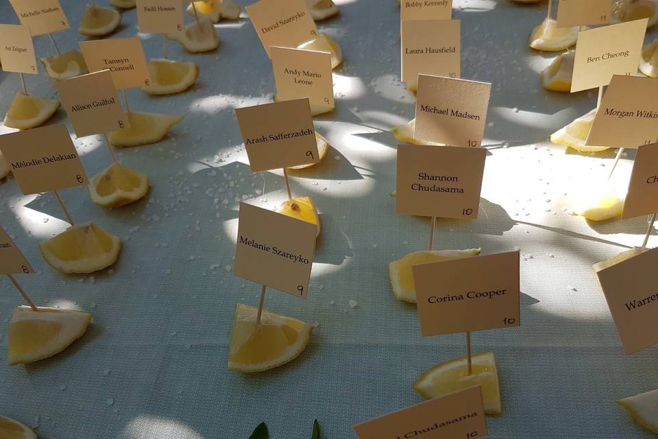 Seating cards a tema limoni