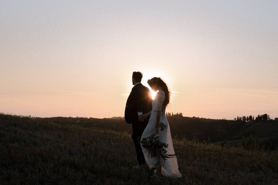 Matrimonio tramonto Toscana