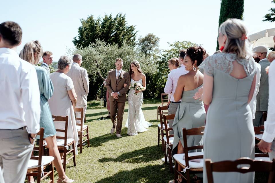 Bride and groom exit