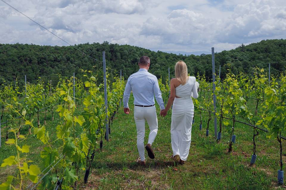 Gli sposi tra la vigna