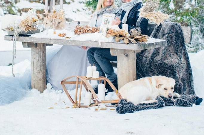 Matrimonio neve tavolo