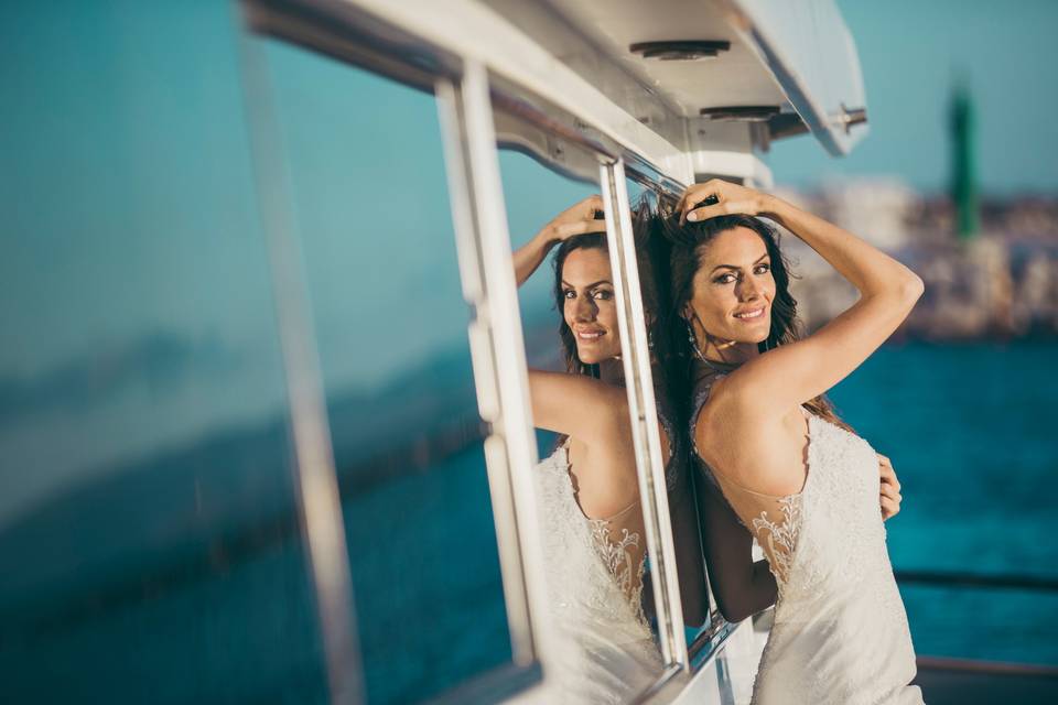 Wedding in yacht sposa ponte