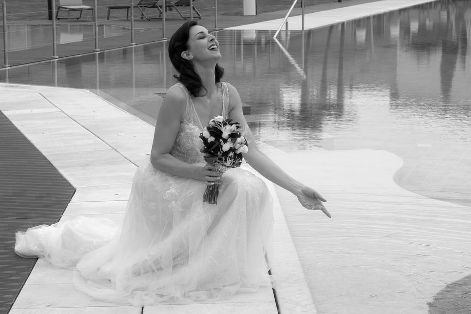 Bride at the pool