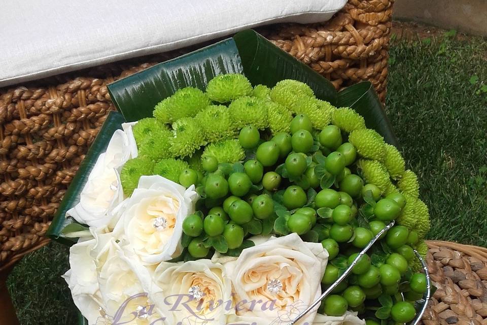 Bouquet di ortensie verdi e ro