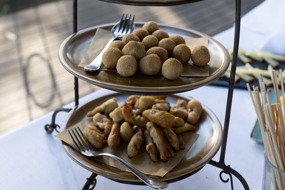 Buffet di benvenuto all'aperto