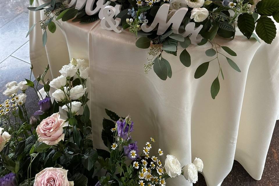 Un tocco di viola tavola sposi