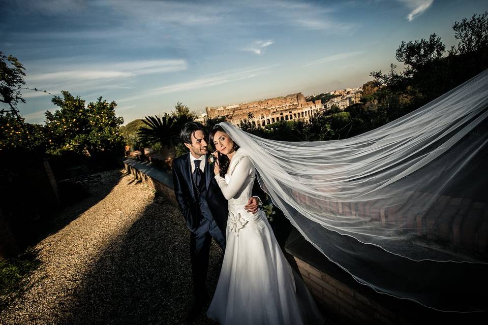 Ritratto sposi Colosseo Roma