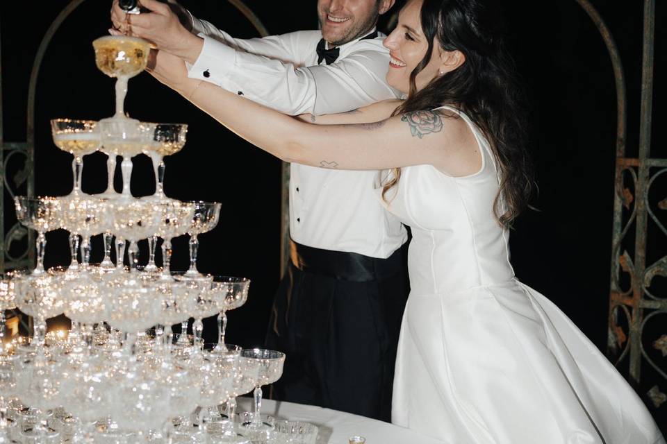 Champagne tower nel gazebo