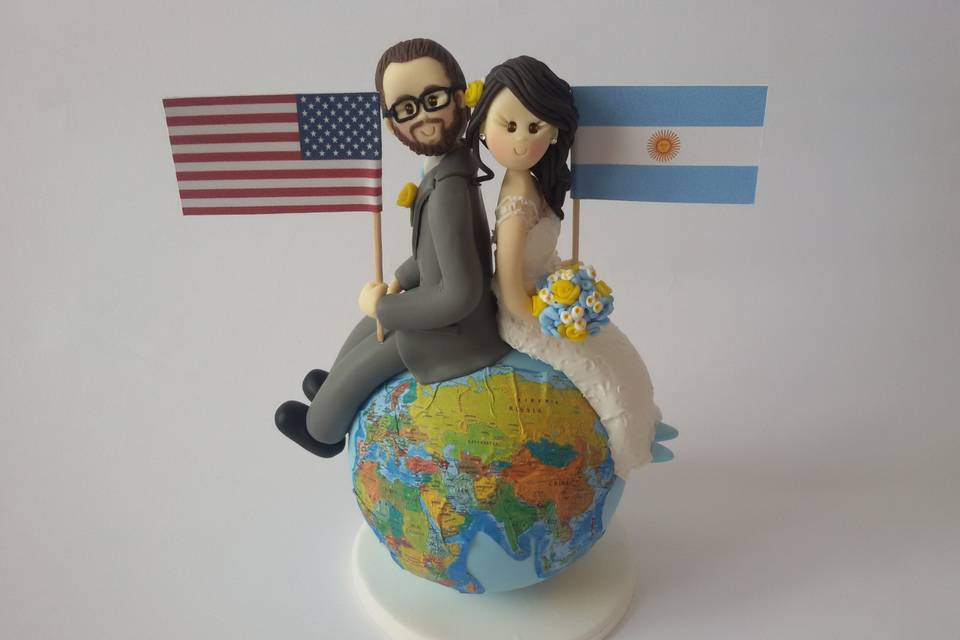 Cake topper mappamondo