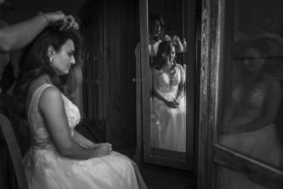 Bride getting ready