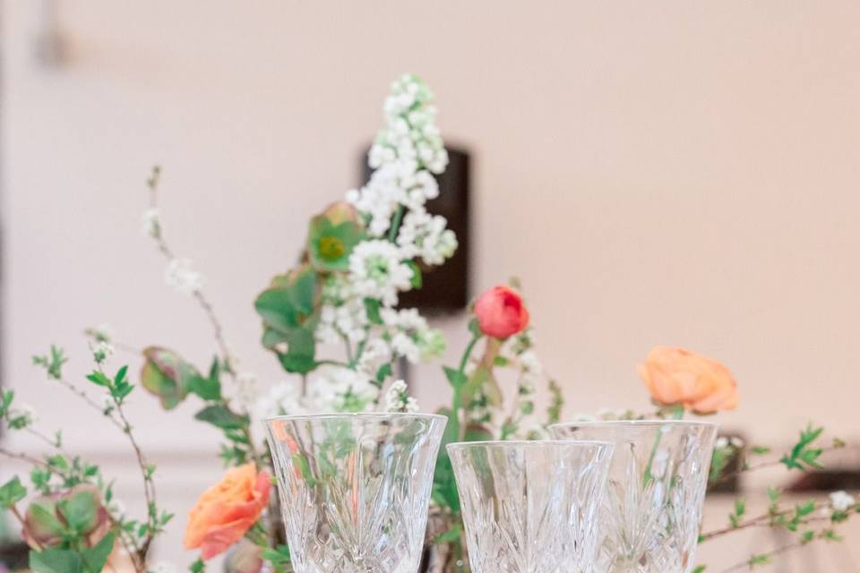 Bud vases wedding arrangement