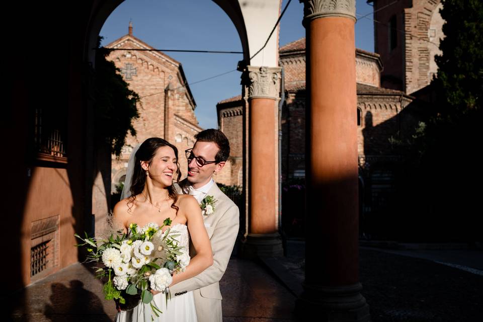 Sposa e velo in piazza maggior