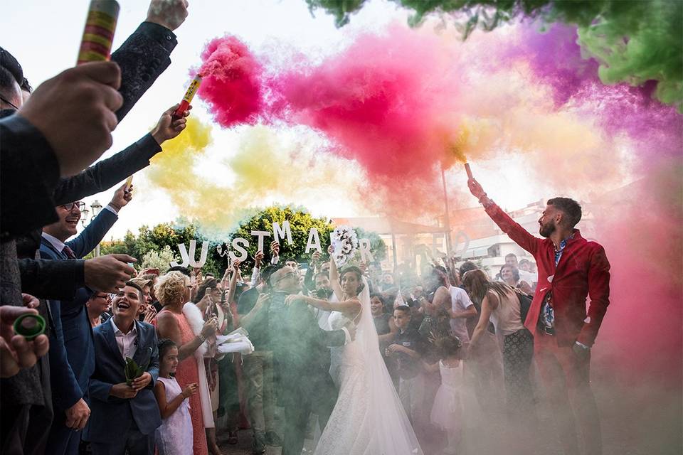 Multicolor bride and groom