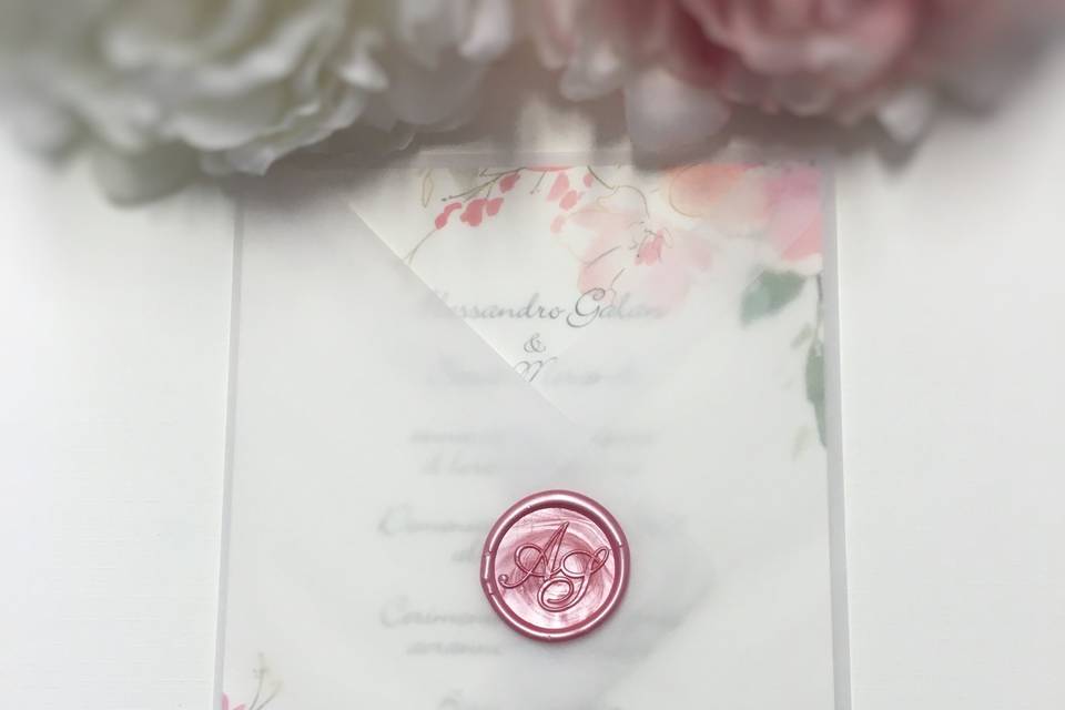 Partecipazioni matrimonio personalizzate vellum - inviti nozze con carta  traslucida fiori rosa e viola 10 pezzi : : Prodotti Handmade