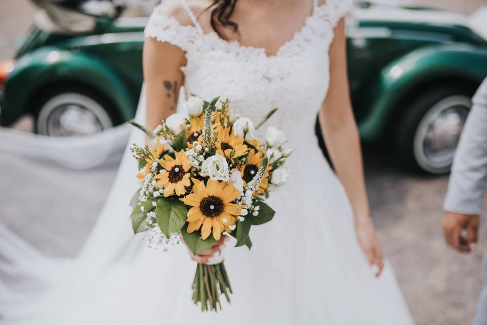 Bouquet con mini girasoli