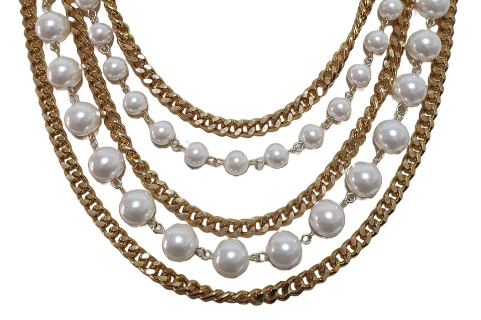 Collana perla con catena oro