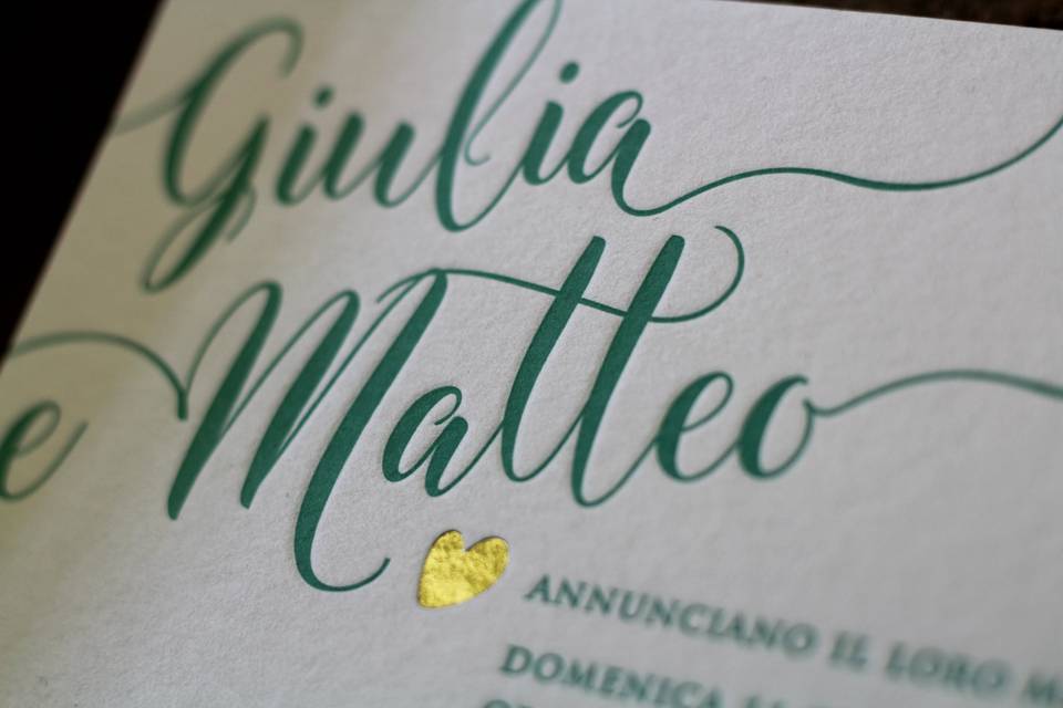 Lamina oro e stampa letterpress