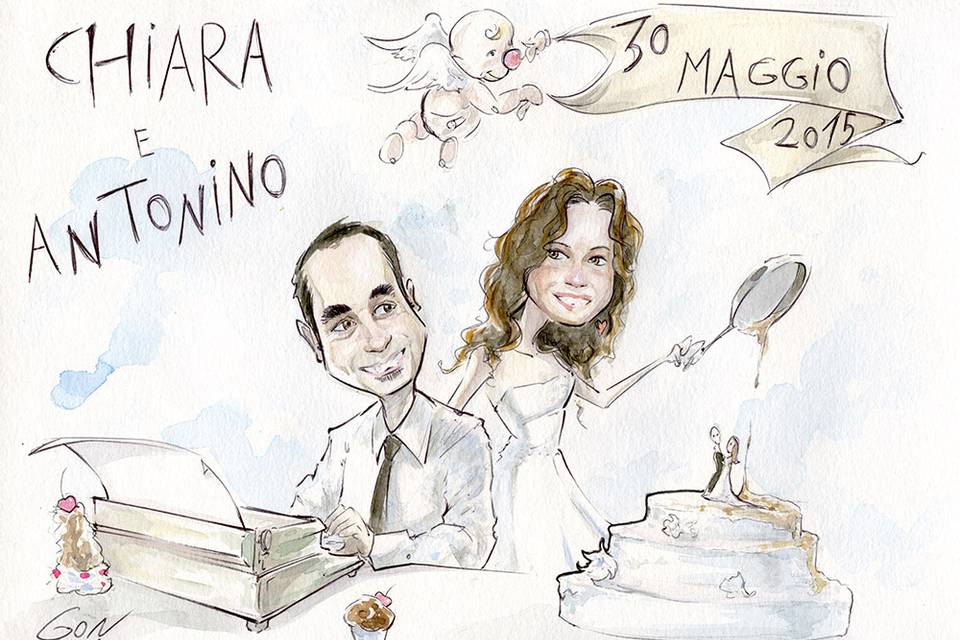 Caricatura sposi in omaggio