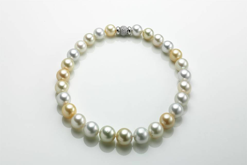 Collana perle bianche e gold