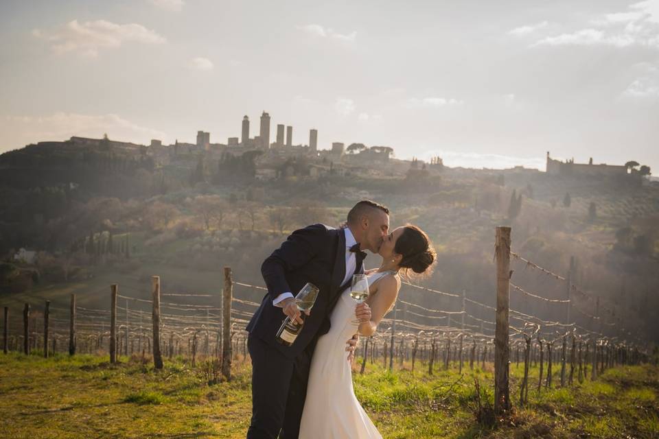 Vista S. Gimignano dai vigneti