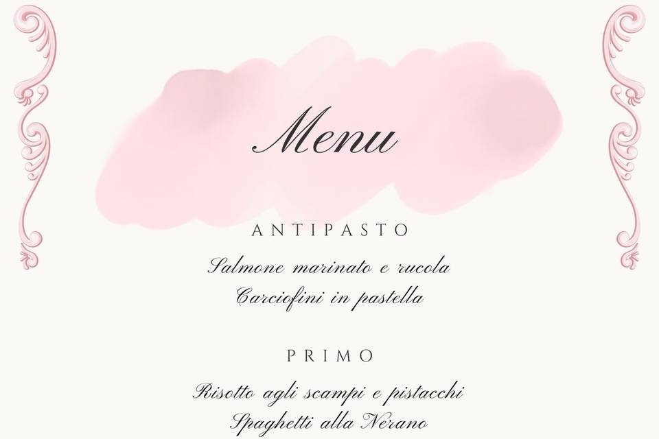 Menù per matrimonio